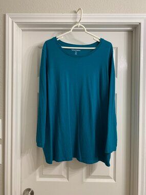 Woman Within Brand Turquoise Blue Long Sleeve Shirt, Size 1X